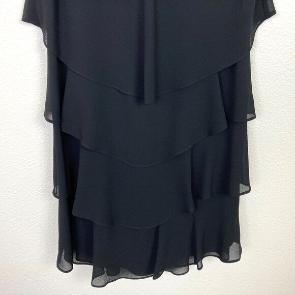 Patra Dress Size 10 Black Layered Chiffon Tiered Dress Minimalist Party Formal - Picture 5 of 8